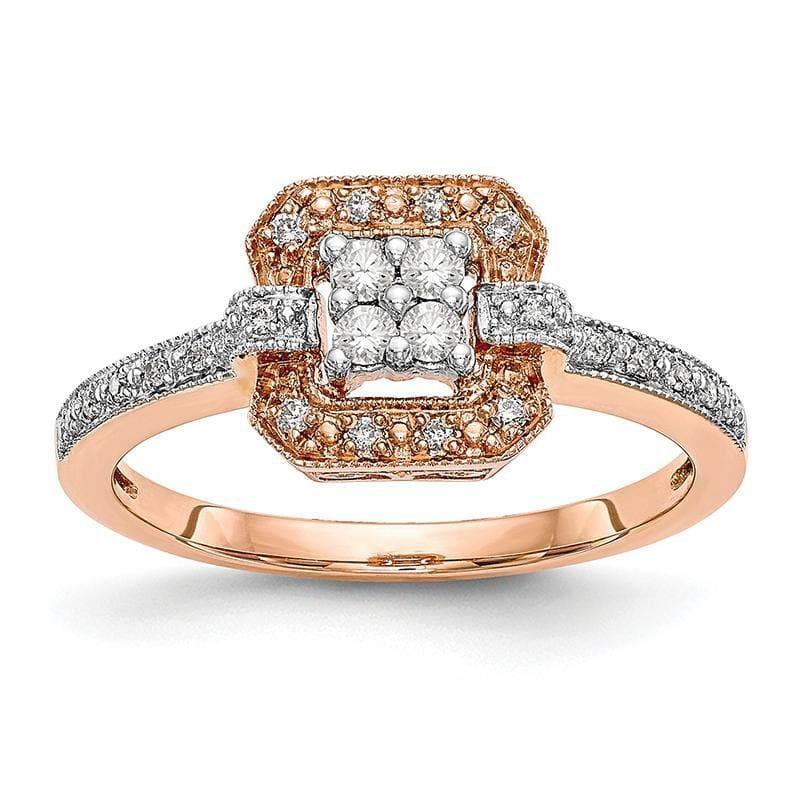 14K Rose Gold Complete Cluster Engagement Ring Mounting - Seattle Gold Grillz
