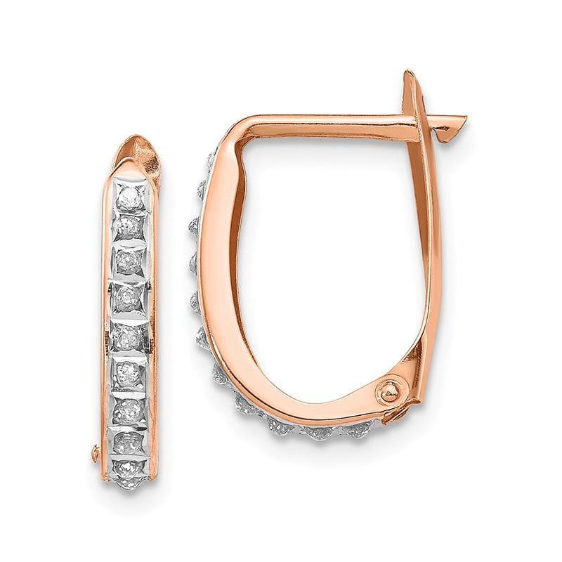 14k Rose Gold Diamond Fascination Oval Leverback Hinged Hoop Earrings - Seattle Gold Grillz