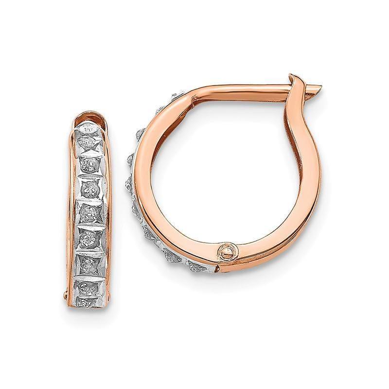 14k Rose Gold Diamond Fascination Round Hinged Hoop Earrings - Seattle Gold Grillz
