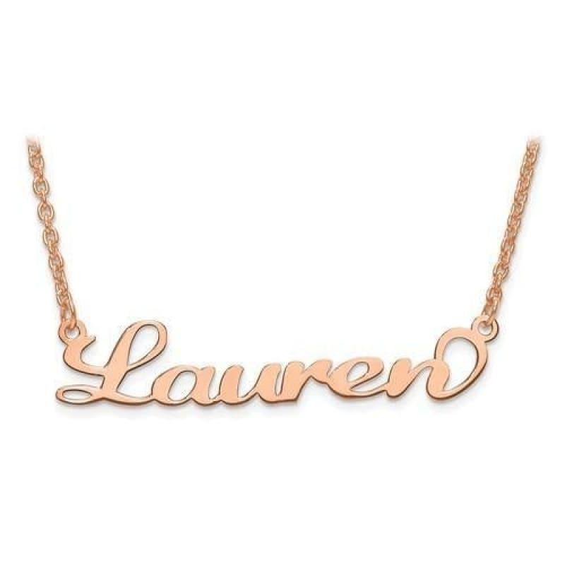 14k Rose Gold Laser Polished Nameplate Necklace - Seattle Gold Grillz