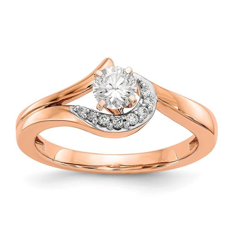 14k Rose Gold Peg Set Diamond Semi-mount By-Pass Engagement Ring - Seattle Gold Grillz