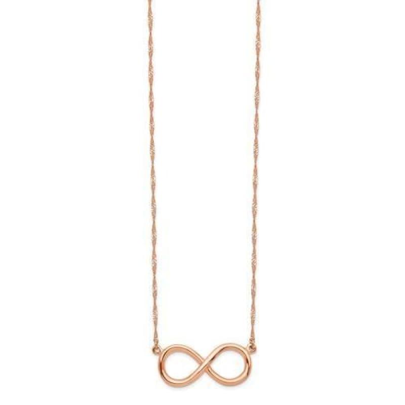 14K Rose Gold Polished Infinity Necklace - Seattle Gold Grillz