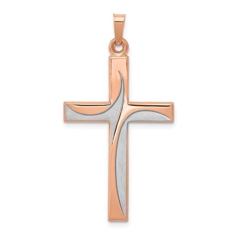 14k Rose Gold Rhodium Cross Pendant - Seattle Gold Grillz