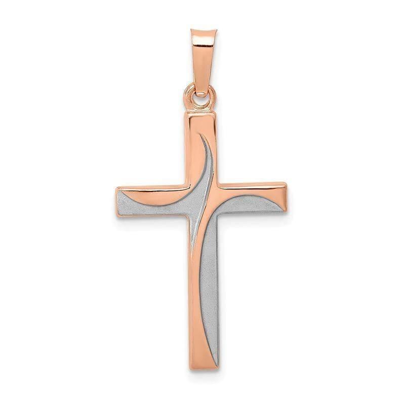 14k Rose Gold Rhodium Hollow Cross Pendant - Seattle Gold Grillz