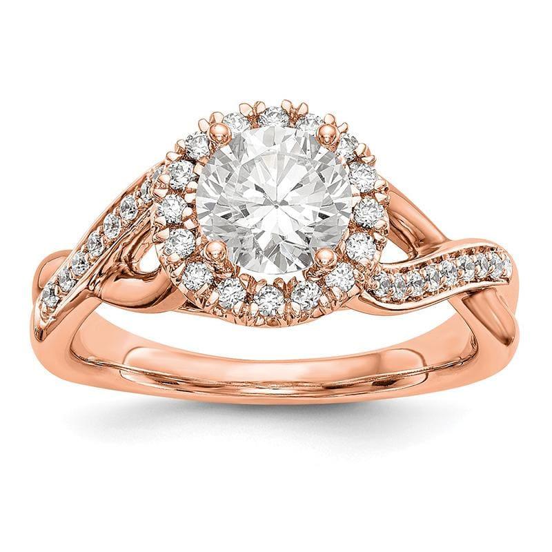14K Rose Gold Round Diamond Semi-Mount Halo Engagement Ring - Seattle Gold Grillz