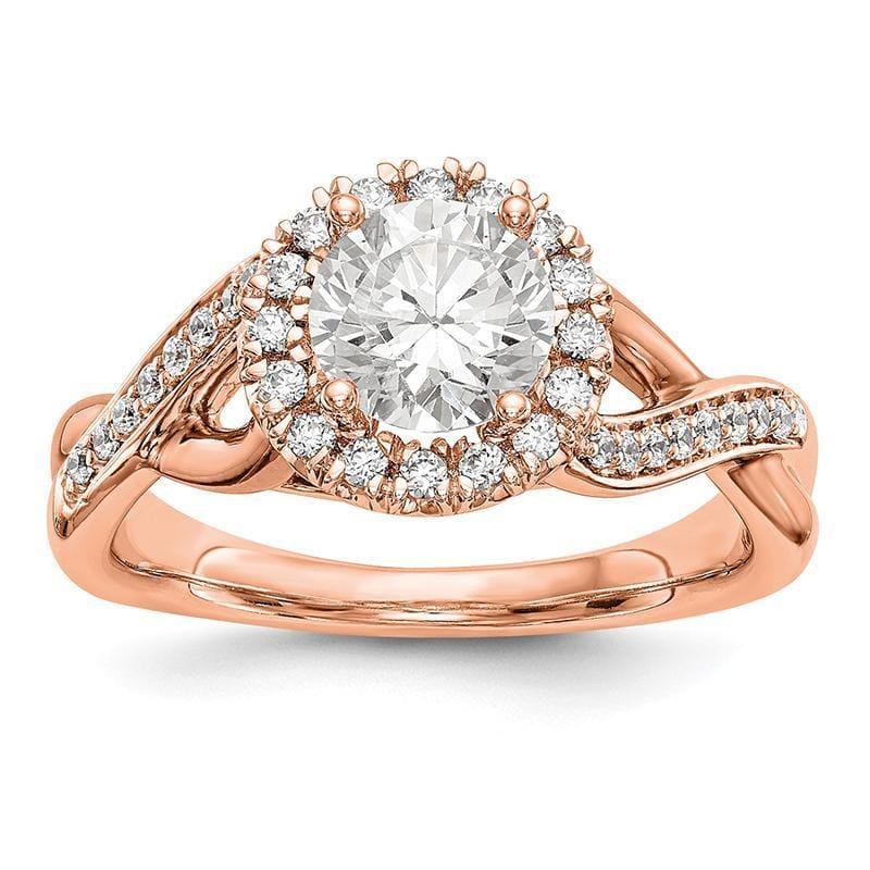 14K Rose Gold Round Halo Engagement Ring Mounting - Seattle Gold Grillz