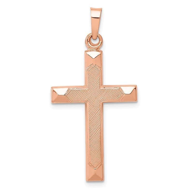 14K Rose Gold Textured and Polished Latin Cross Pendant - Seattle Gold Grillz