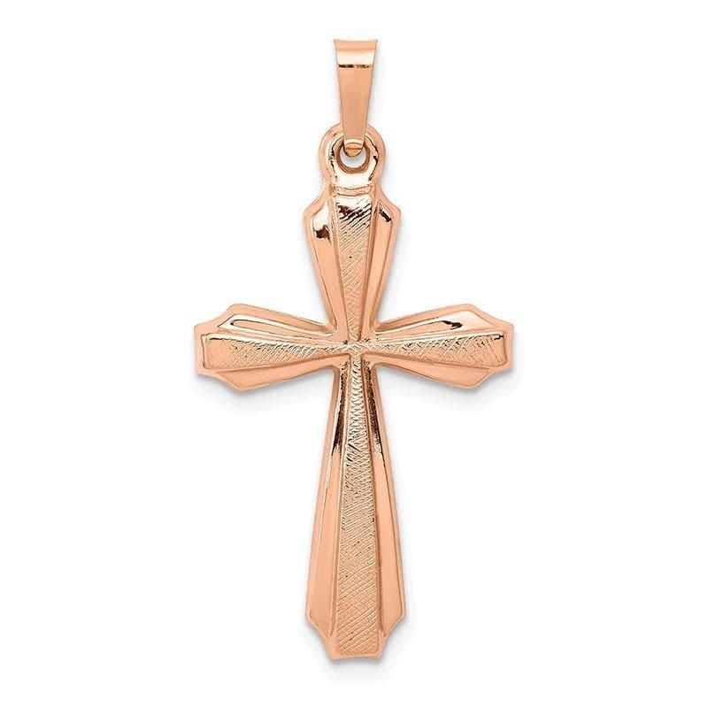 14K Rose Gold Textured, Brushed and Polished Passion Cross Pendant - Seattle Gold Grillz