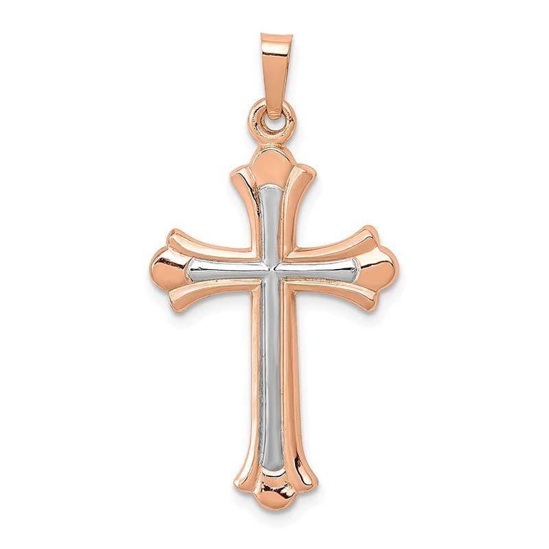 14K Rose Gold W- White Rhodium Cross Pendant - Seattle Gold Grillz