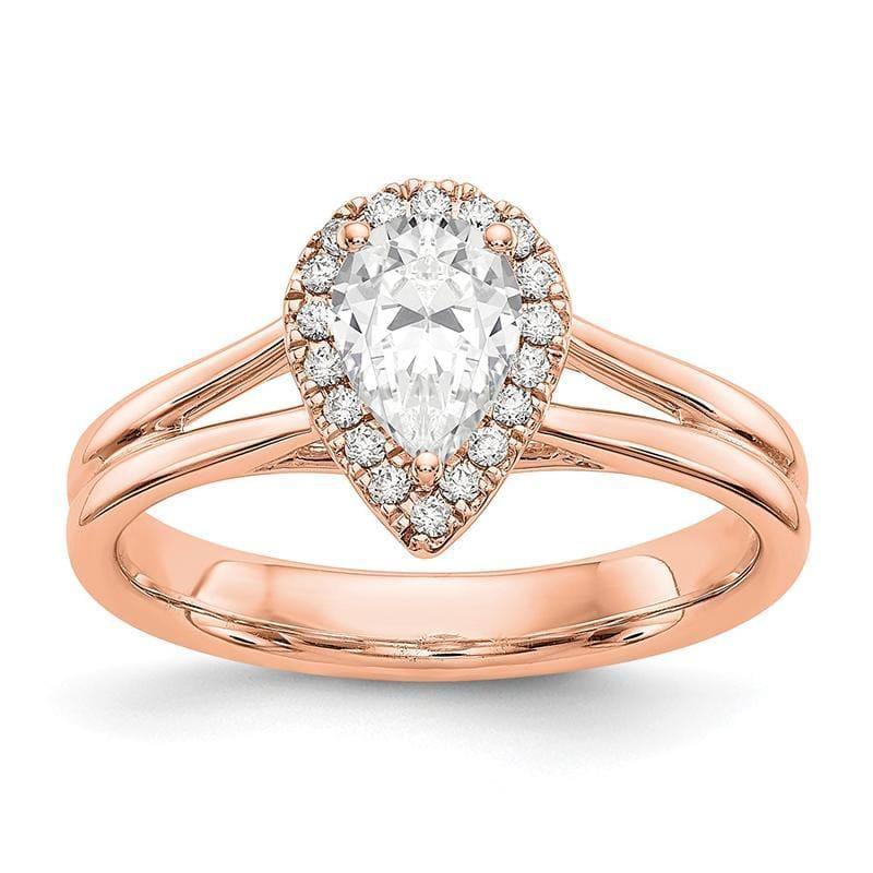 14k Rose Pear Halo Engagement Diamond Semi-mount Split Shank Ring - Seattle Gold Grillz