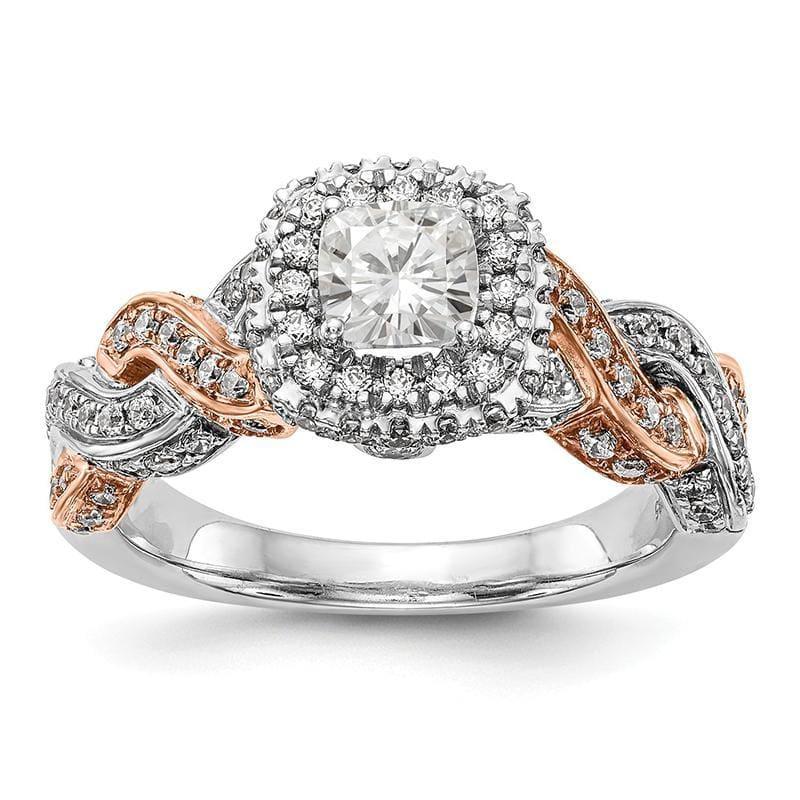 14K Rose-White Gold Cushion Cushion Halo Engagement Ring Mounting - Seattle Gold Grillz