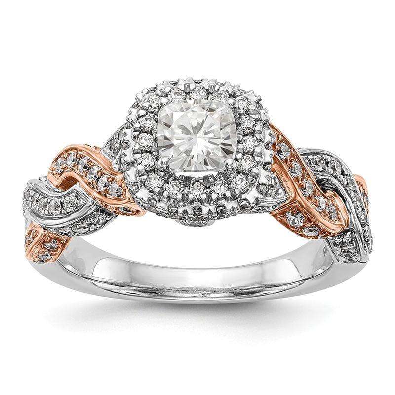 14K Rose-White Gold Diamond Cushion Semi-Mount Cushion Halo Engagement Ring - Seattle Gold Grillz