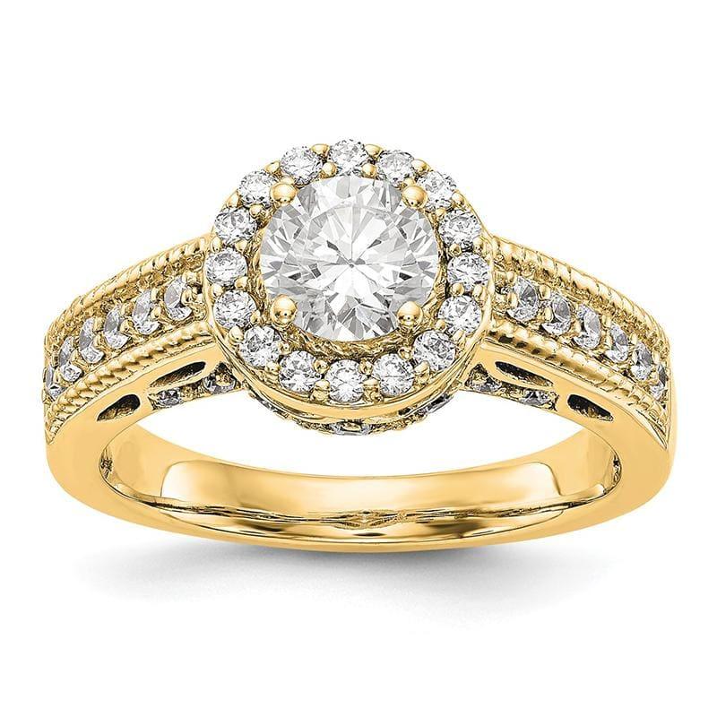 14K Round Diamond Semi-Mount Halo Engagement Ring - Seattle Gold Grillz