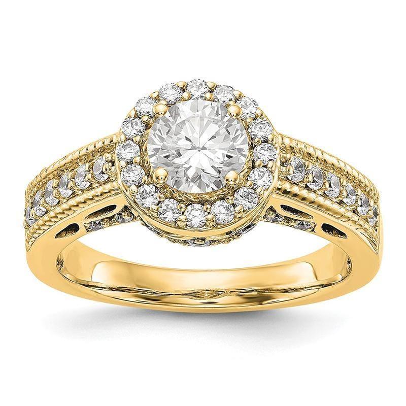 14K Round Halo Engagement Ring Mounting - Seattle Gold Grillz