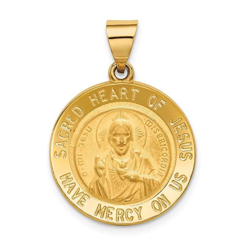 14k Sacred Heart of Jesus Medal Round Pendant. Weight: 1.3, Length: 26, Width: 19 - Seattle Gold Grillz