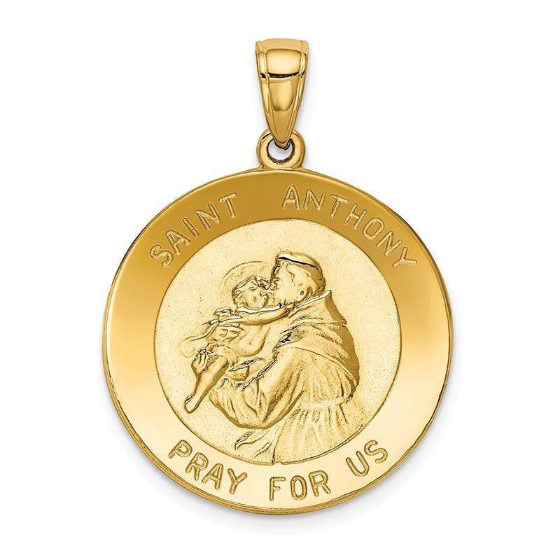 14k Saint Anthony Large Round Medal Pendant - Seattle Gold Grillz