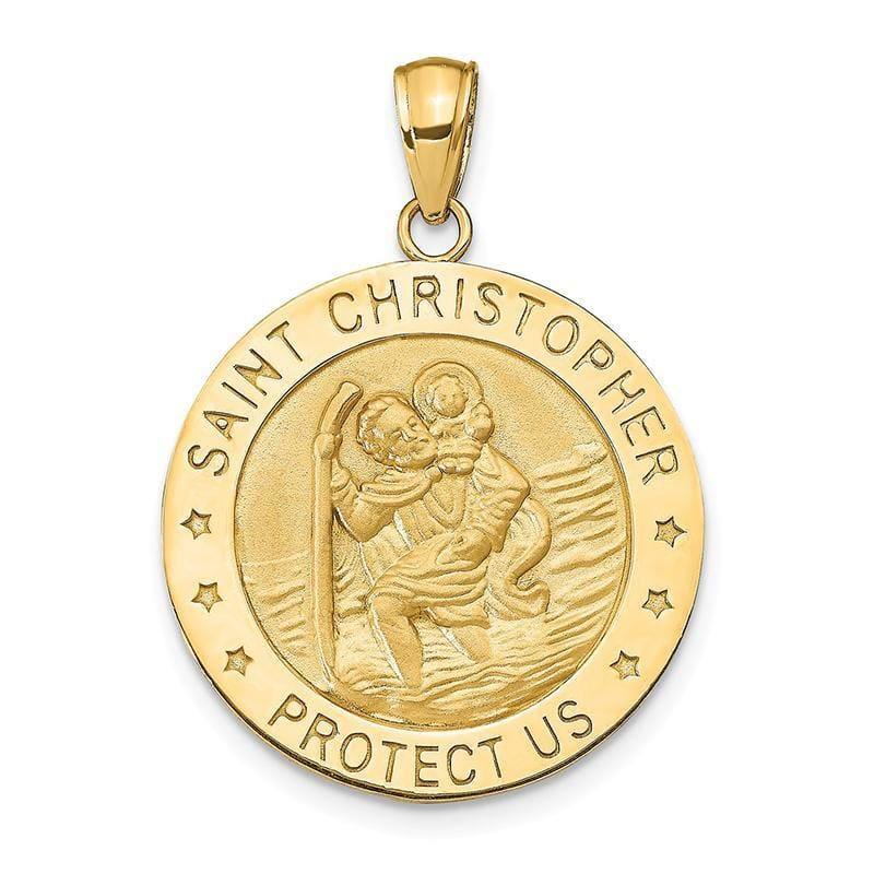 14k Saint Christopher Medal Pendant. Weight: 3.3, Length: 32, Width: 23 - Seattle Gold Grillz