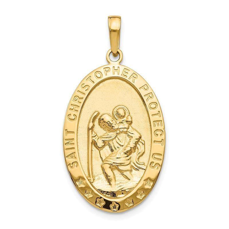 14k Saint Christopher Medal Pendant. Weight: 3.32, Length: 36, Width: 18 - Seattle Gold Grillz