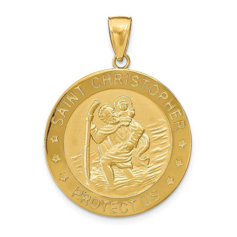 14k Saint Christopher Medal Pendant. Weight: 4.47, Length: 36, Width: 26 - Seattle Gold Grillz
