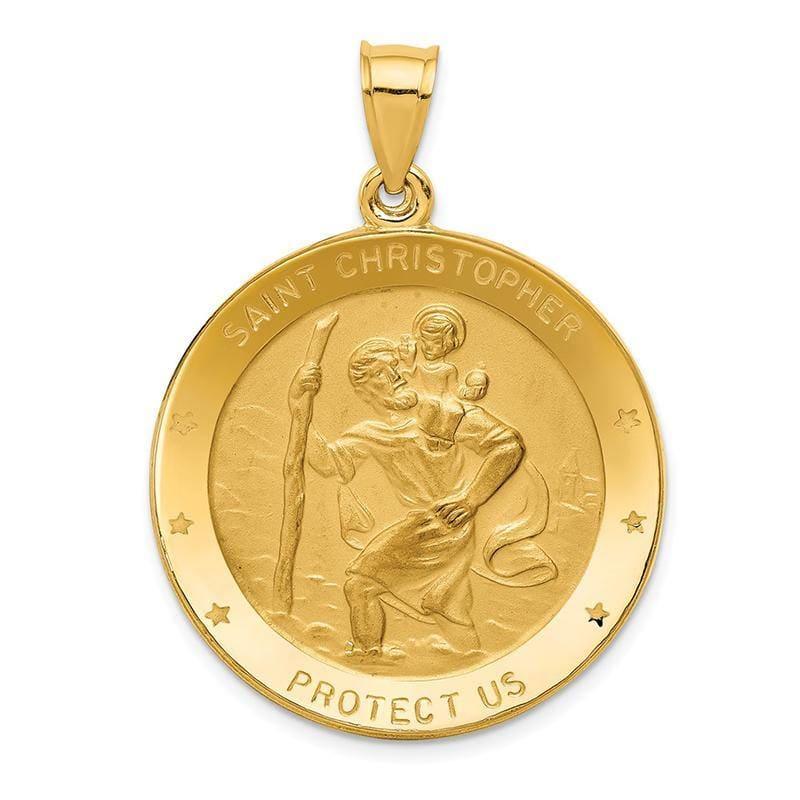 14k Saint Christopher Medal Pendant. Weight: 9.17, Length: 40, Width: 29 - Seattle Gold Grillz
