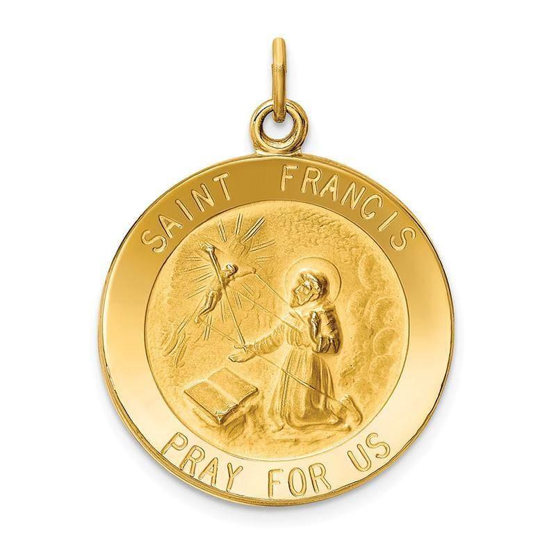 14k Saint Francis Medal Pendant. Weight: 3.33, Length: 30, Width: 23 - Seattle Gold Grillz