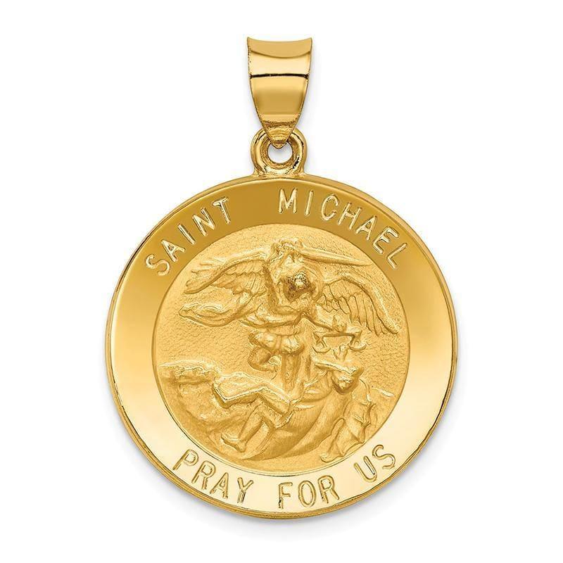 14k Saint Michael Medal Pendant. Weight: 1.83, Length: 32, Width: 22 - Seattle Gold Grillz