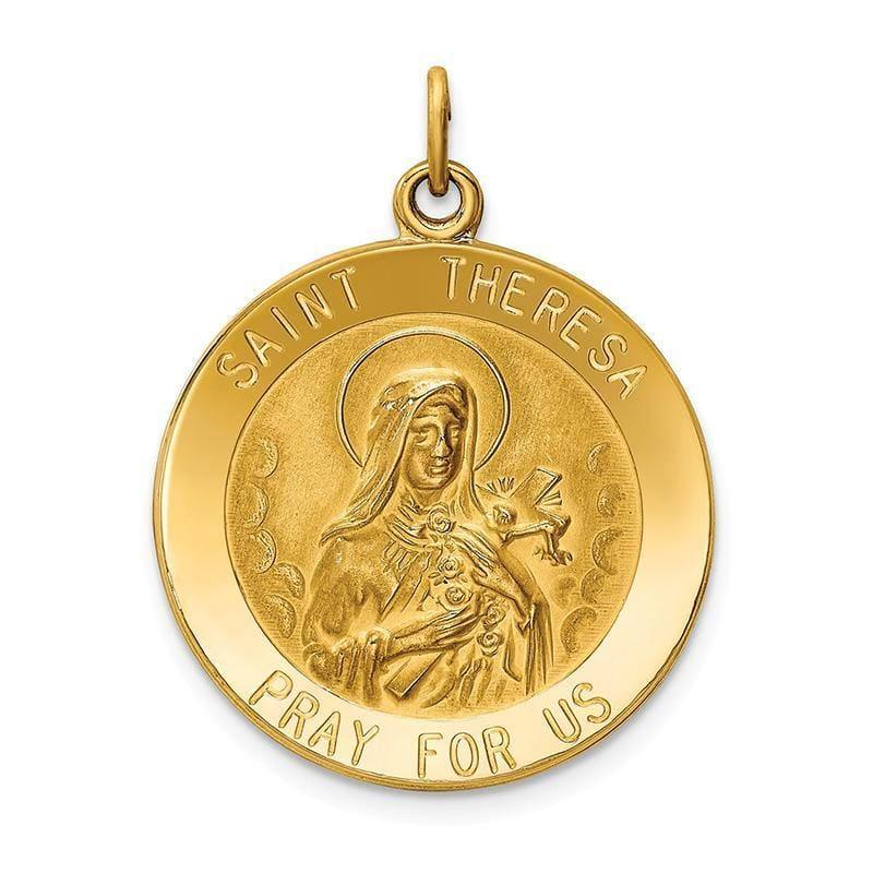 14k Saint Theresa Medal Pendant. Weight: 3.56, Length: 30, Width: 23 - Seattle Gold Grillz