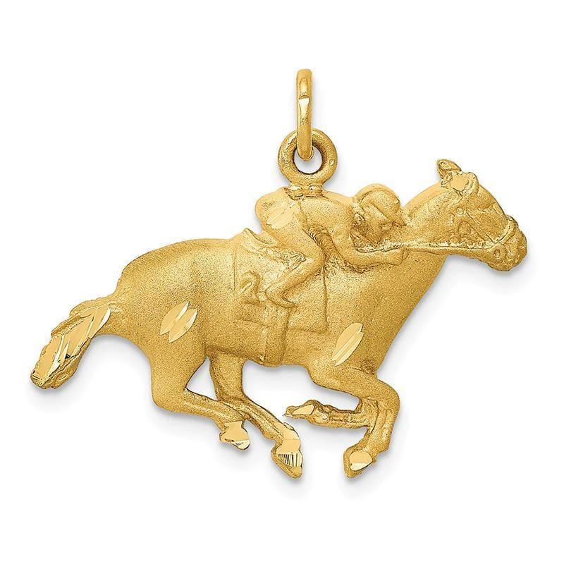 14k Sand Blast & D-C Horse w-Jockey Charm - Seattle Gold Grillz