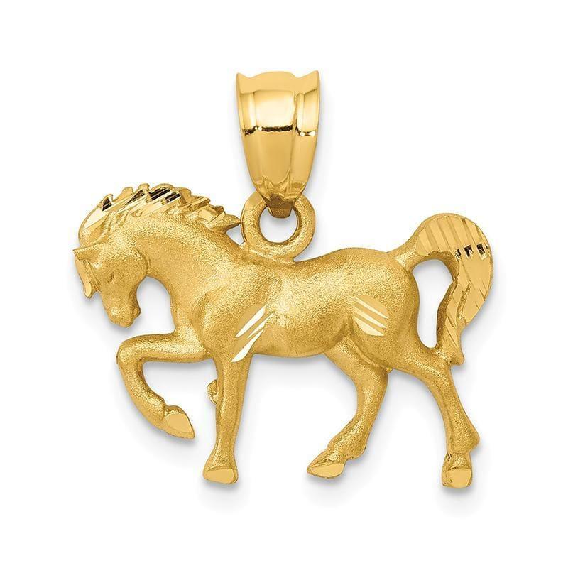 14k Satin & Diamond-cut Horse Pendant - Seattle Gold Grillz