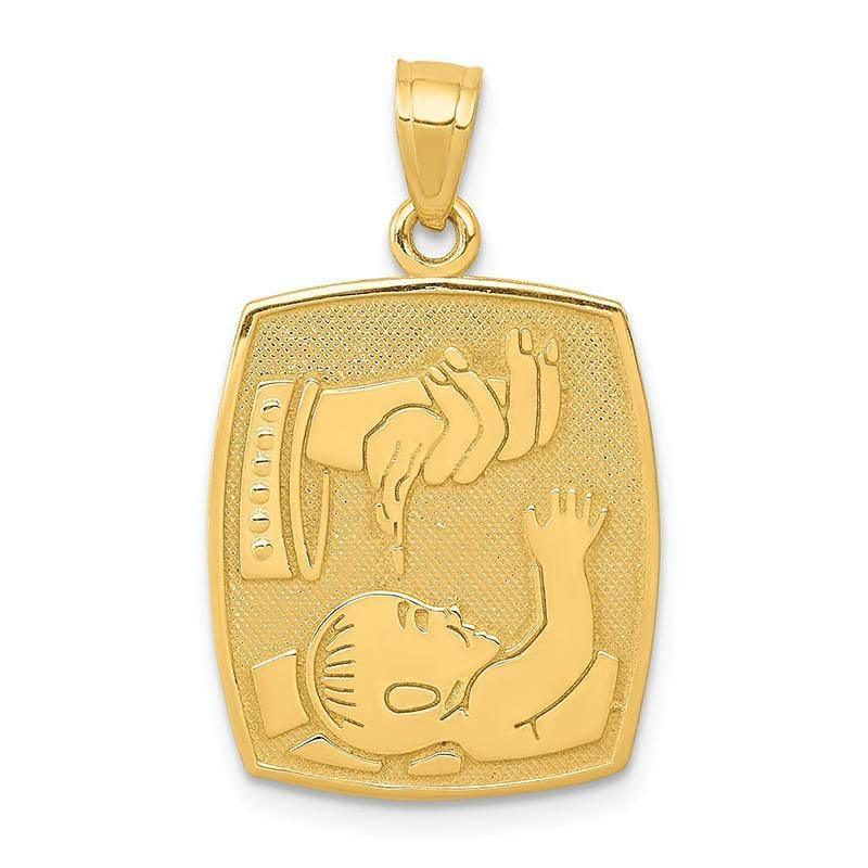 14k Satin & Polished Baptism Pendant. Weight: 1.93, Length: 26, Width: 15 - Seattle Gold Grillz