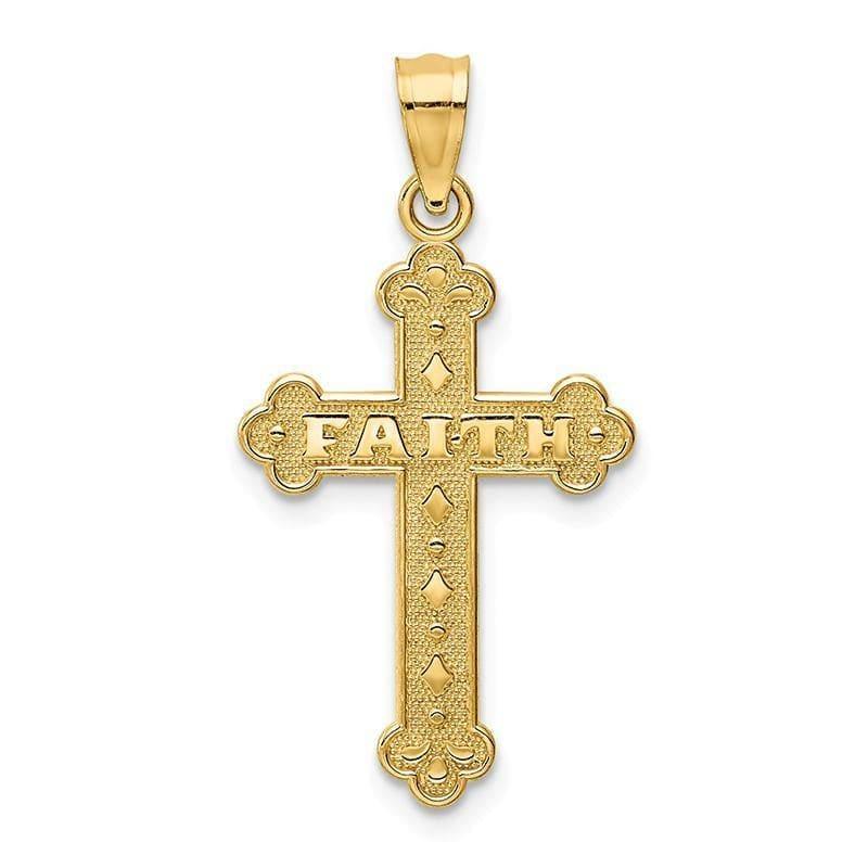 14k Satin & Polished Faith Cross Pendant - Seattle Gold Grillz