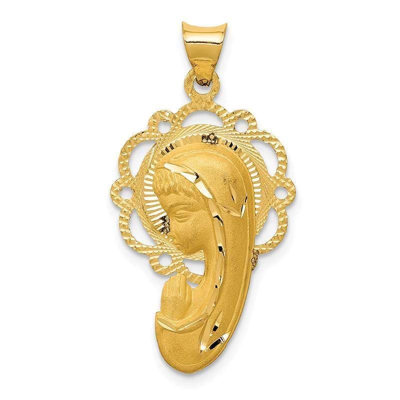 14k Satin and Polished Mary Pendant - Seattle Gold Grillz