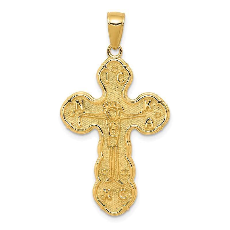 14k Satin Crucifix Pendant. Weight: 2.8, Length: 38, Width: 20 - Seattle Gold Grillz