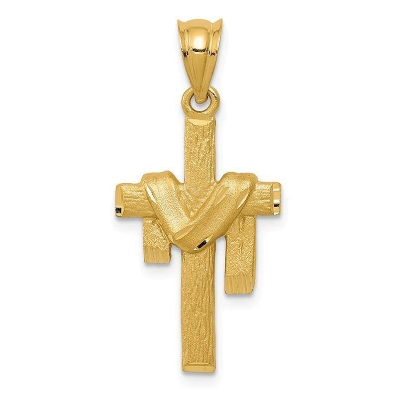 14k Satin Draped Cross Pendant. Weight: 1.69, Length: 30, Width: 13 - Seattle Gold Grillz