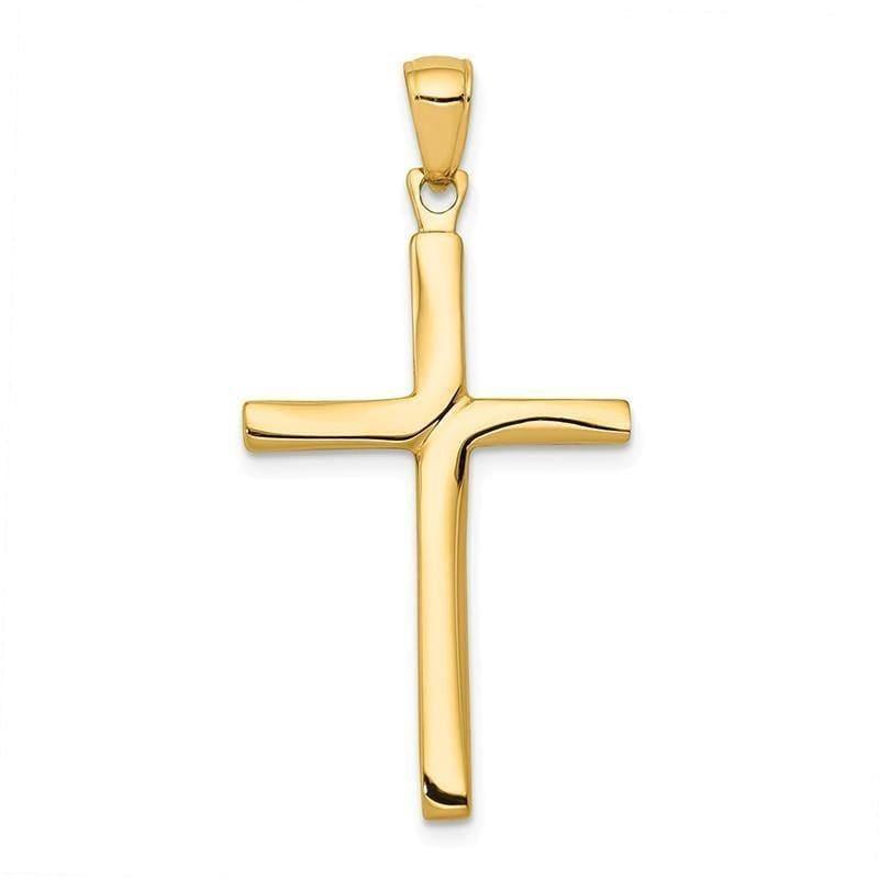 14K Satin Finish Accent Stick Cross Pendant. Weight: 1.44, Length: 35, Width: 13 - Seattle Gold Grillz