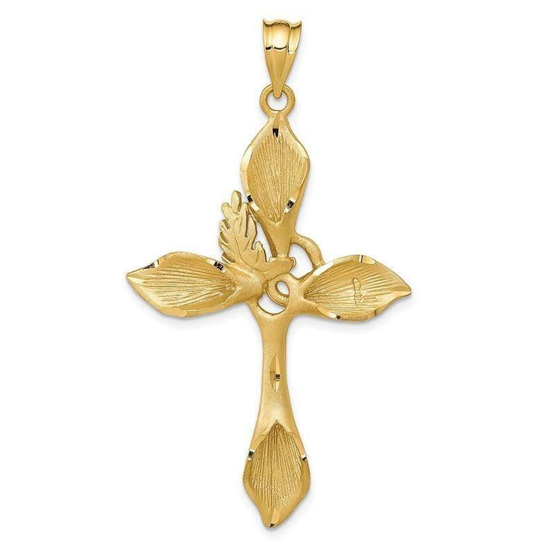 14k Satin Passion Cross Pendant. Weight: 3.55, Length: 49, Width: 24 - Seattle Gold Grillz