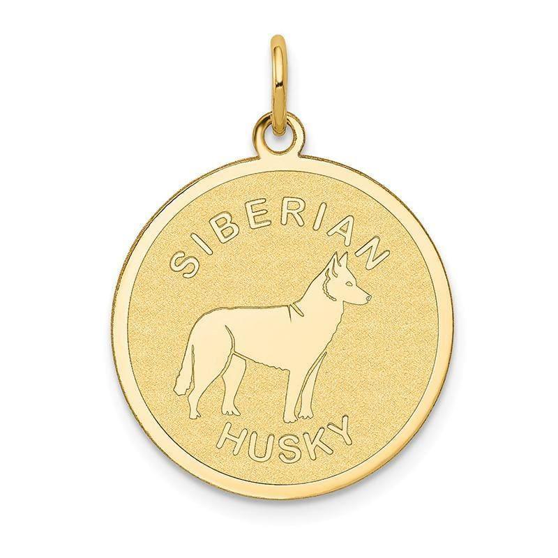 14k Siberian Husky Disc Charm | Weight: 1.02grams, Length: 26mm, Width: 20mm - Seattle Gold Grillz