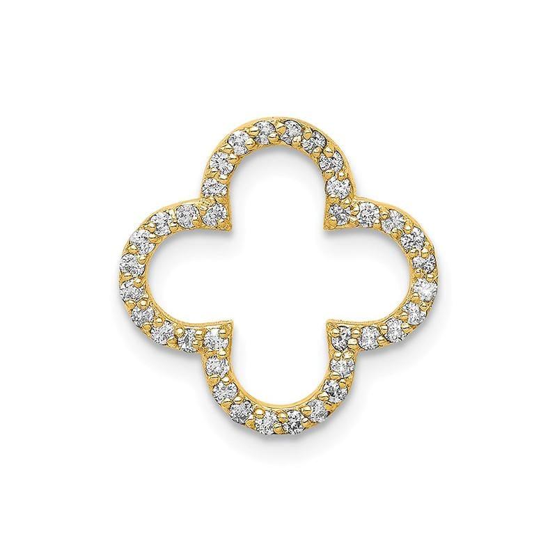 14k Small Diamond Quatrefoil Design Pendant - Seattle Gold Grillz