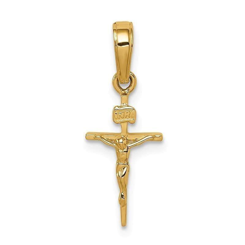 14k Small INRI Crucifix Pendant. Weight: 0.76, Length: 23, Width: 9 - Seattle Gold Grillz