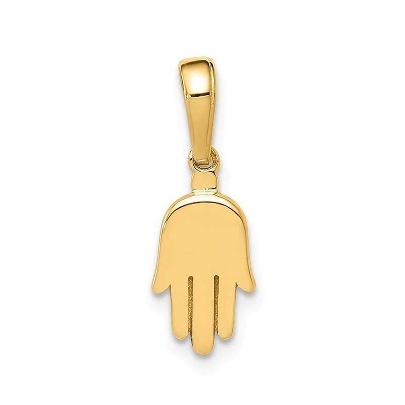 14K Small Solid Hamsa Pendant. Weight: 0.8, Length: 18, Width: 7 - Seattle Gold Grillz