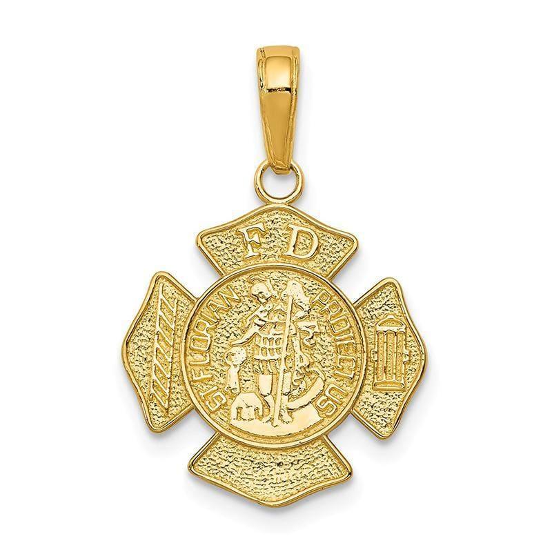 14k Small St. Florian Badge Pendant. Weight: 1.3, Length: 23, Width: 17 - Seattle Gold Grillz