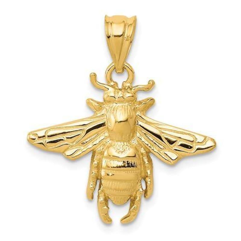 14k Solid Open-Backed Bee Pendant - Seattle Gold Grillz