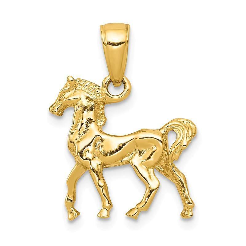 14k Solid Polished 3-Diamensional Horse Charm | Weight: 1.91grams, Length: 19mm, Width: 16mm - Seattle Gold Grillz