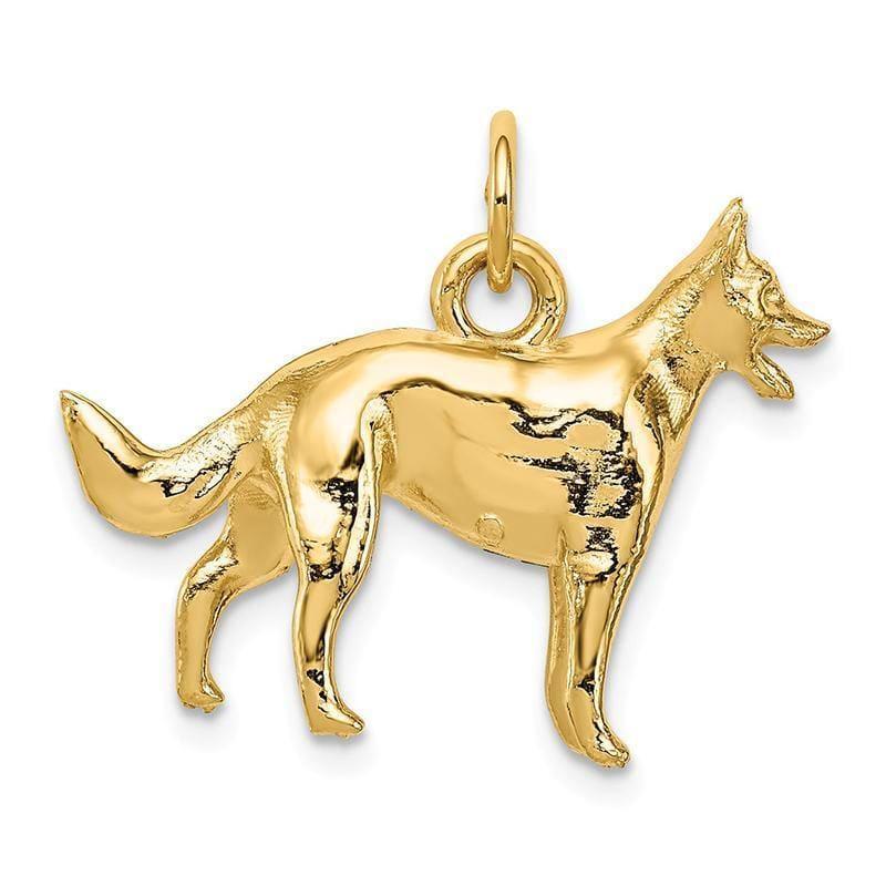 14k Solid Polished 3-Dimensional German Shepherd Charm - Seattle Gold Grillz