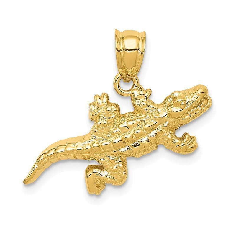14k Solid Polished Open-Backed Crocodile Pendant - Seattle Gold Grillz