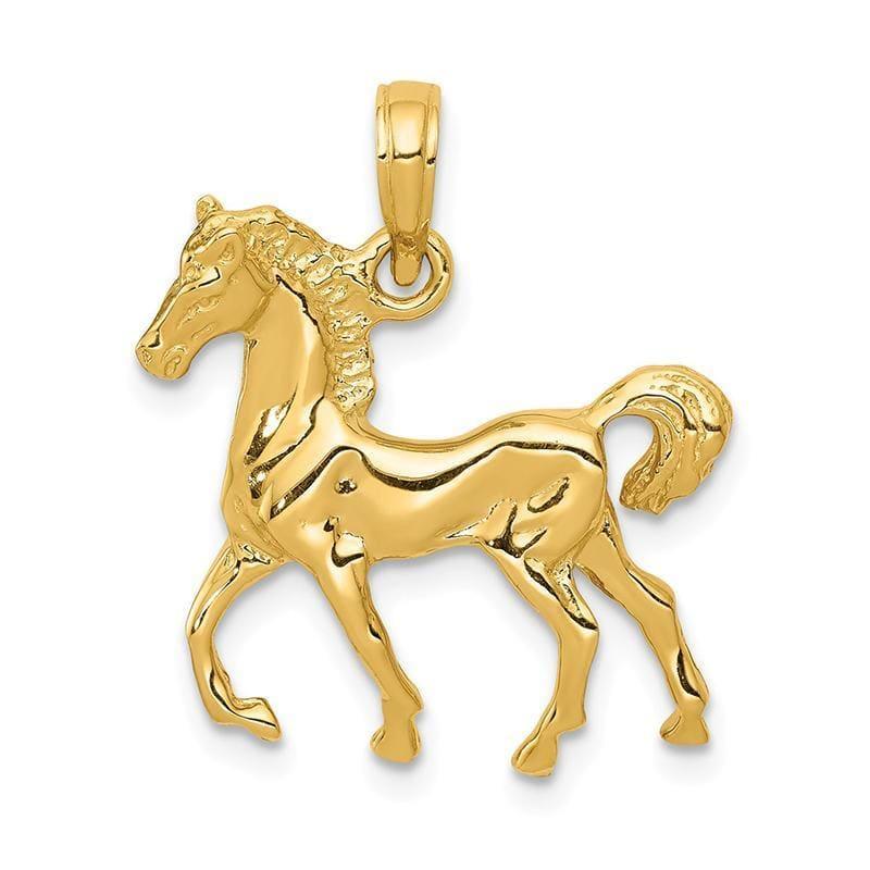 14k Solid Polished Open-Backed Horse Pendant - Seattle Gold Grillz