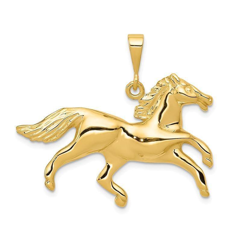 14k Solid Polished Open-Backed Horse Pendant - Seattle Gold Grillz