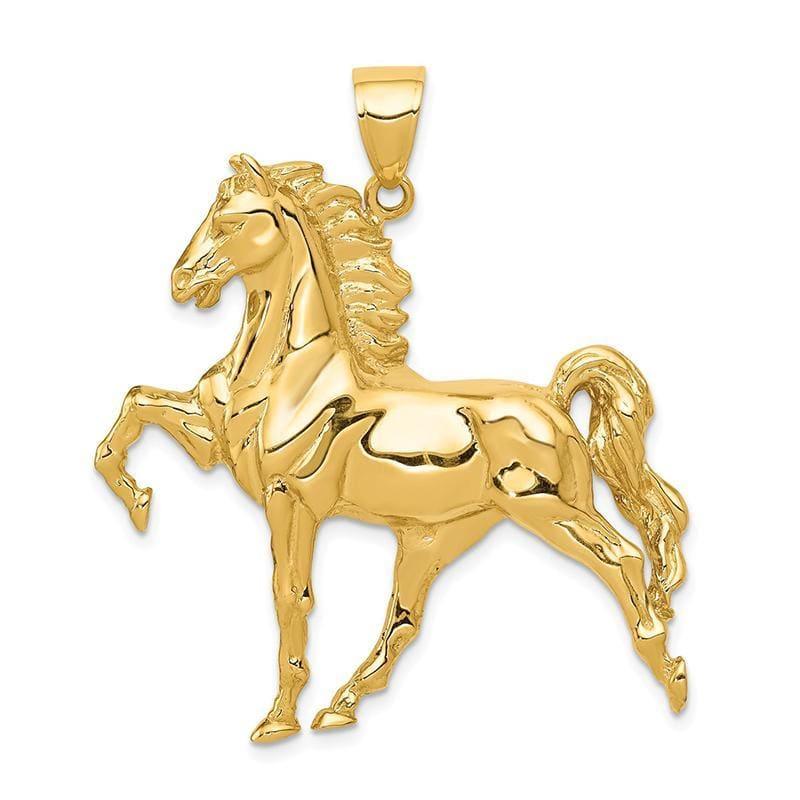 14k Solid Polished Open-Backed Horse Pendant - Seattle Gold Grillz