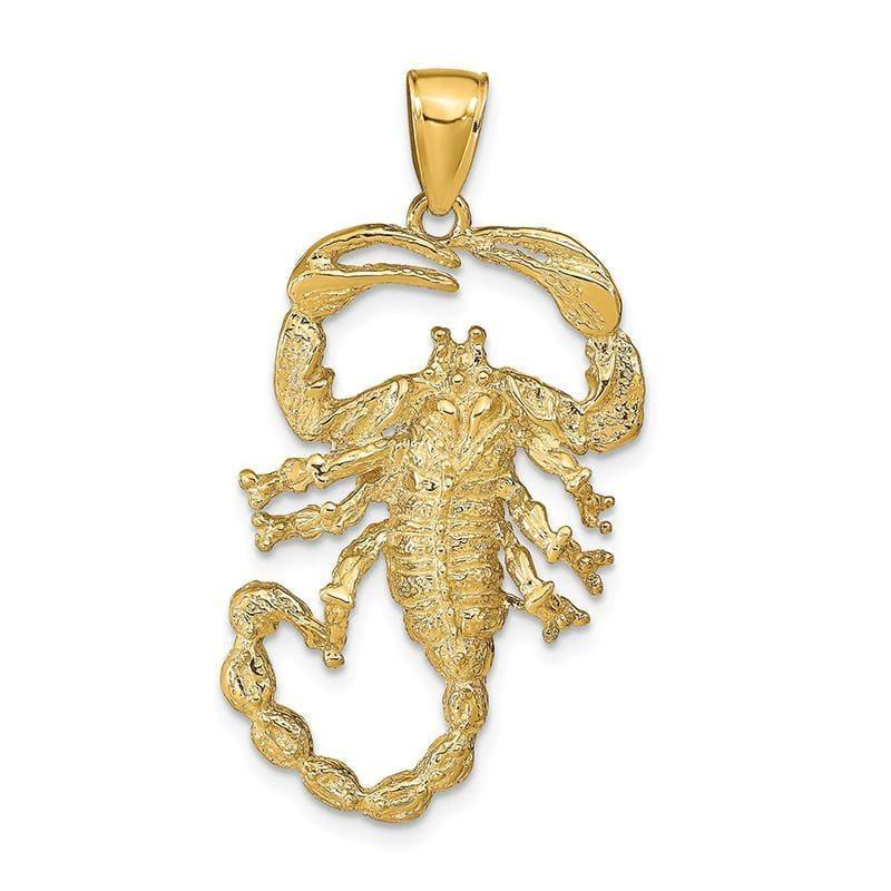 14k Solid Polished Open-Backed Scorpion Pendant B - Seattle Gold Grillz