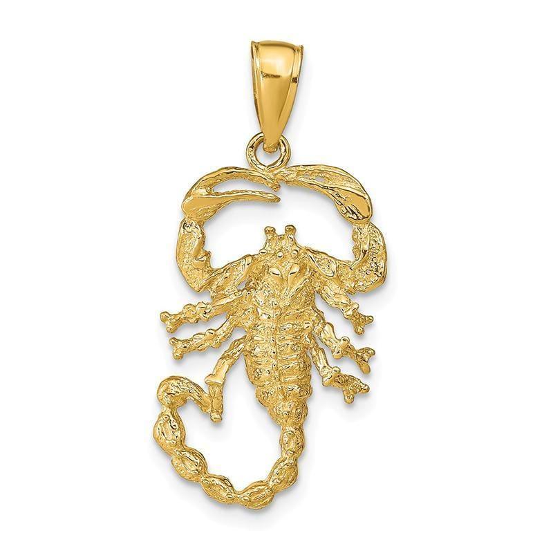 14k Solid Polished Open-Backed Scorpion Pendant - Seattle Gold Grillz